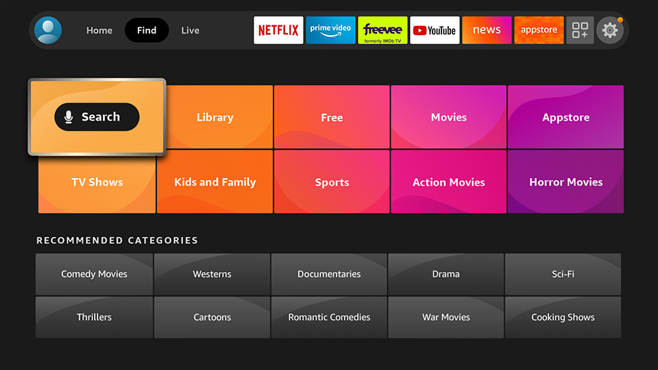 Picture of fireTV home screen